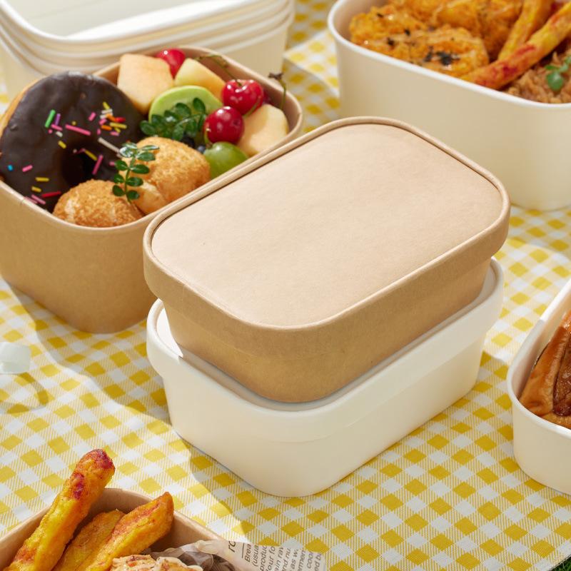 Meal Prep Bowl - 10개입 사각형 일회용 크라프트 종이 도시락