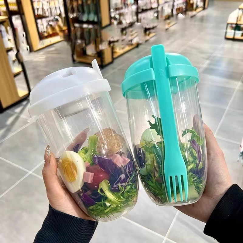 뚜껑과 포크가 함께 있는 휴대용 샐러드 볼, 일체형 누 - Meal Prep Bowl 리뷰 및 가격