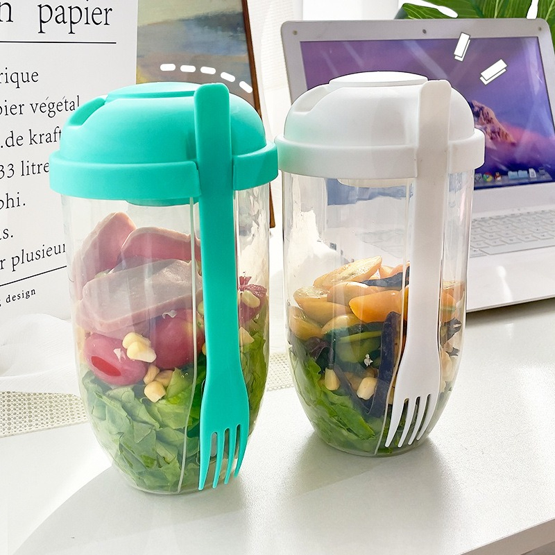 뚜껑과 포크가 함께 있는 휴대용 샐러드 볼, 일체형 누 - Meal Prep Bowl 리뷰 및 가격